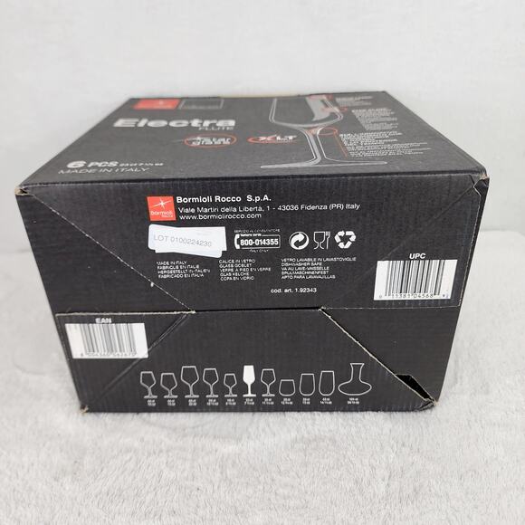 New 6 Bormioli Rocco Electra Italian Star Glass Champagne Flutes 7.75 oz Italy - Picture 7 of 7